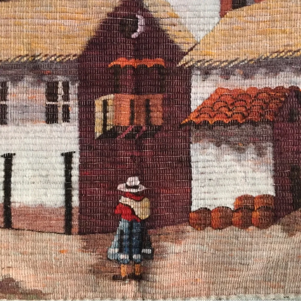 Vintage Peruvian Woven Wool Coil Tapestry | 37.5 w x 32.5 h - Picture 3 of 5